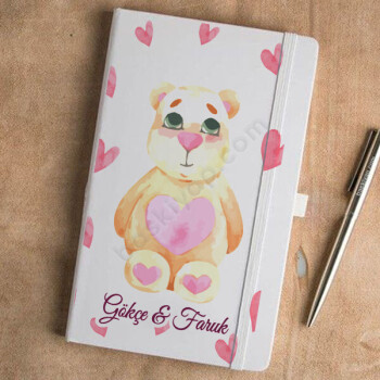 Sevimli Ayıcık Tasarımlı Beyaz Ajanda online tasarla