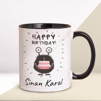 Sevimli Doğumgünü Tasarımı 3 Siyah Kupa online tasarla