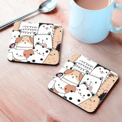 Sevimli Hayvanlar Tasarım Bardak Altlığı online tasarla