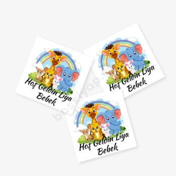 Sevimli Hayvanlı Tasarım Etiket online tasarla