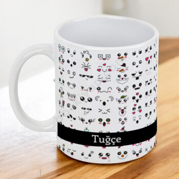 Sevimli Yüzler Beyaz Kupa online tasarla