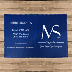 Sigorta Firması Tasarımlı  Özel Termo Deri Mavi Ruhsat Kabı online tasarla