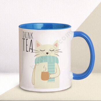 Şirin Mavi Kedi Tasarımlı Kupa Bardak online tasarla