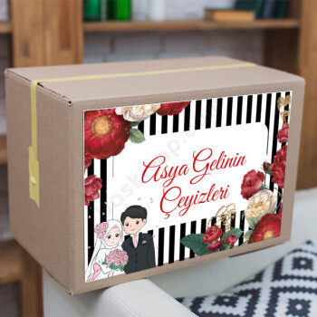 Siyah Beyaz Çizgili Çeyiz Etiketi-5 online tasarla