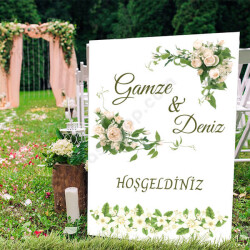 Siyah Beyaz Hoşgeldiniz Ayaklı Pano online tasarla