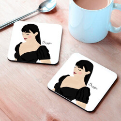 Siyah Elbiseli Kız Tasarım Bardak Altlığı online tasarla