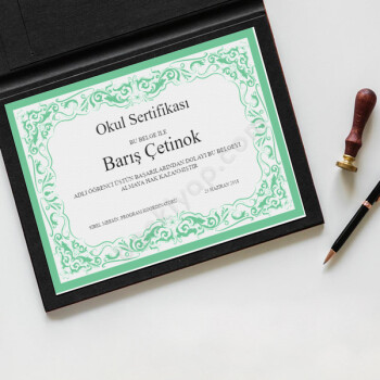 Su Yeşili Çerçeveli Okul Sertifikası online tasarla