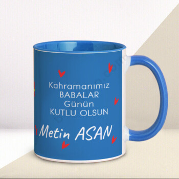 Süper Baba Kişiye Özel Baskılı Mavi Kupa online tasarla