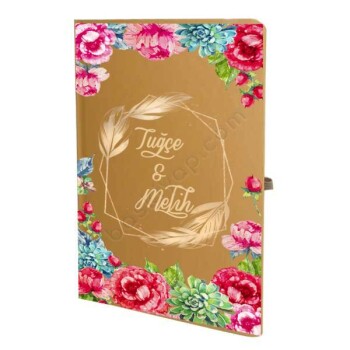 Çiçek Çerçeveli Tarihsiz Çizgili Taba Ajanda/Defter online tasarla