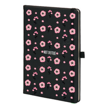 Pembe Çiçekli Tarihsiz Siyah Ajanda online tasarla