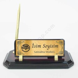 Tek Kalemli Saatli Ahşap Masa İsimliği | Kiraz online tasarla