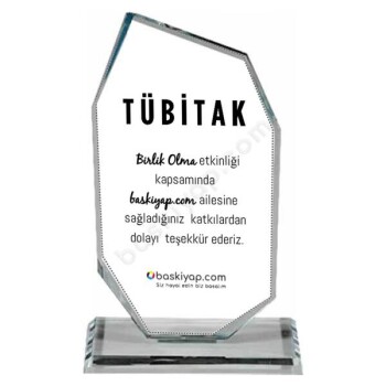 Teşekkür Plaketi Ekonomik Kristal Cam Plaket | 5203 online tasarla