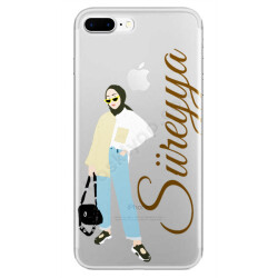 Tesettürlü Sarı Gözlüklü Kız Tasarımlı Iphone 7 Plus Kılıf online tasarla