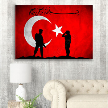 Türk Bayraklı Kişiye Özel Kanvas Tablo 35X50Cm online tasarla