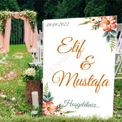 Turuncu Çiçek Çerçeveli Ayaklı Pano online tasarla