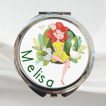 Turuncu Saçlı Kız Tasarım Makyaj Aynası online tasarla