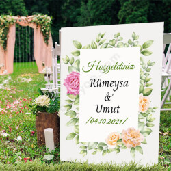 Turuncu Ve Pembe Tasarım Baskılı Ayaklı Pano online tasarla