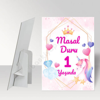 Unicorn Tasarımlı Baby Shower Ayaklı Pano online tasarla