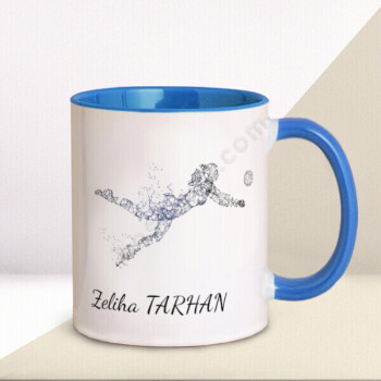 Voleybol Tasarımlı  Mavi Kupa online tasarla