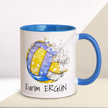 Voleybol Tasarımlı  Mavi Kupa online tasarla