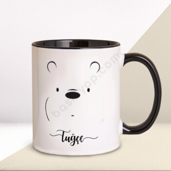 Winnie The Poh Çizgisel Tasarım Siyah Kupa online tasarla