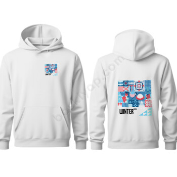 "Winter 2025" Yazılı Kış Temalı Kapşonlu Beyaz Sweatshirt online tasarla
