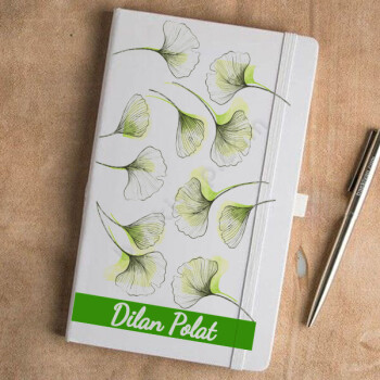 Yaprak Desenli Beyaz Ajanda online tasarla