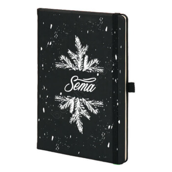 Yaprak Tasarımlı Siyah Ajanda online tasarla