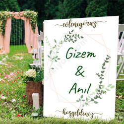 Yapraklı Söz/Nişan/Düğün Ayaklı Pano online tasarla