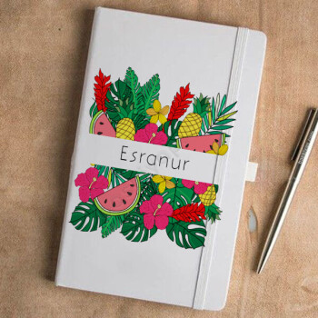 Yaz Meyveleri Tasarımlı Beyaz Ajanda online tasarla