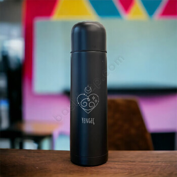 Yengeç Burcu Kişiye Özel Çantalı Siyah Çelik Termos online tasarla