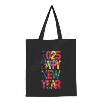 Yeni Yıl Baskılı Siyah Bez Çanta online tasarla