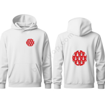 Yeni Yıl Temalı Kapşonlu Beyaz Sweatshirt online tasarla