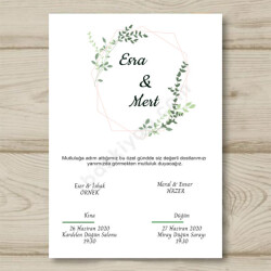 Yeşil Yaprak Tasarımlı Davetiye online tasarla