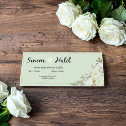 Yeşil Zeminli Krem Yapraklı Davetiye online tasarla