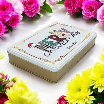 Yıl Başı Baskılı Hediye Teneke Kutu Gold Beyaz 265X175X45 Mm online tasarla