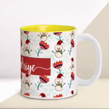 Yılbaşı Konseptli 3 İçi Sarı Kupa online tasarla