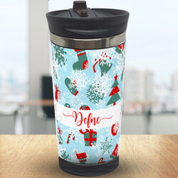 Yılbaşı Konseptli 3 Kendin Tasarla Çelik Termos online tasarla