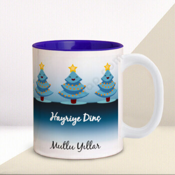 Yılbaşı Temalı Kişiye Özel İçi Lacivert Kupa online tasarla