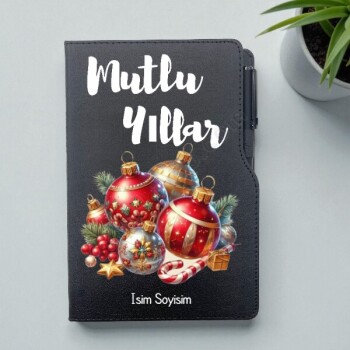 Yılbaşı Temalı Tarihsiz Ajanda Kalem Set - Siyah online tasarla