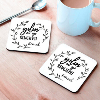 Yılın Sevgilisi Tasarımlı Metal Bardak Altlığı online tasarla