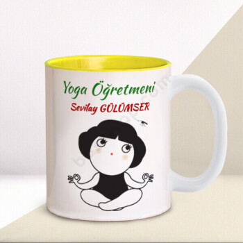 Yoga Öğretmeni Tasarımlı Sarı Kupa online tasarla
