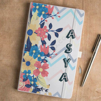 Zikzak Çiçekli Beyaz Ajanda online tasarla