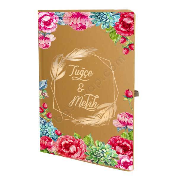 Çiçek Çerçeveli Tarihsiz Çizgili Taba Ajanda/Defter online tasarla