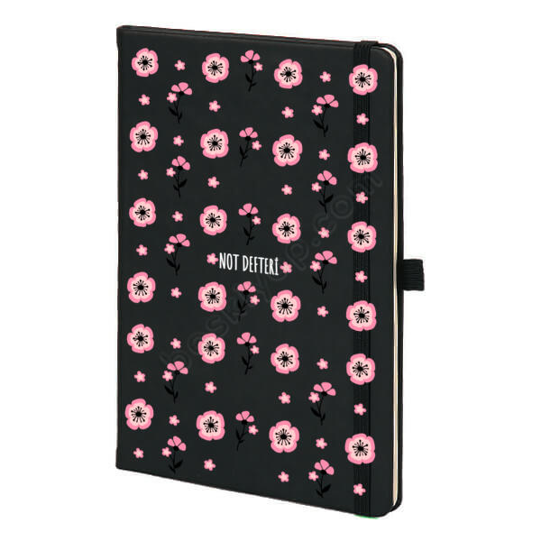 Pembe Çiçekli Tarihsiz Siyah Ajanda online tasarla