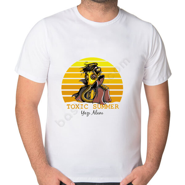 Toxic Summer Baskılı Beyaz Erkek Tişört online tasarla