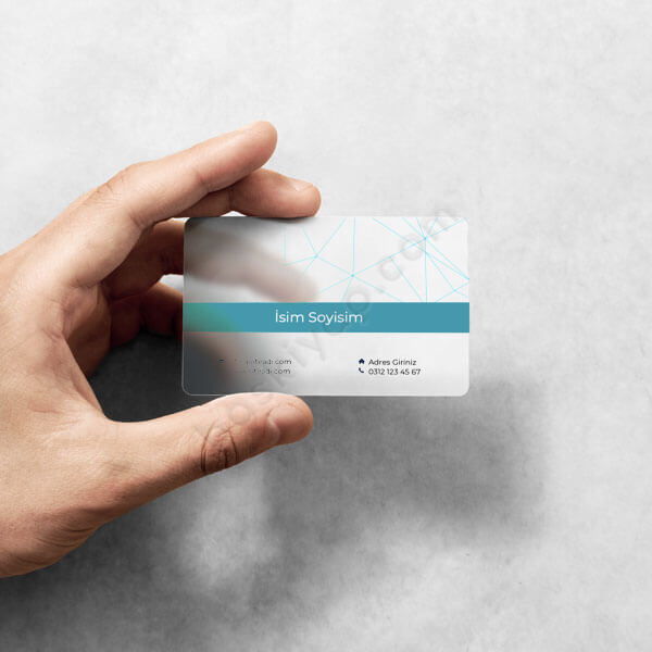 Turkuaz Temalı Kurumsal Pvc Şeffaf Kartvizit online tasarla