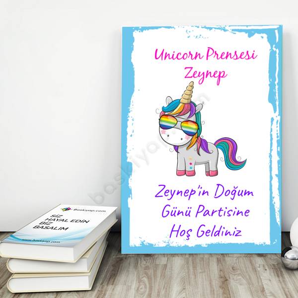 Unicorn Desenli Doğum Günü Afişi online tasarla