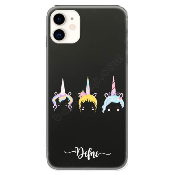 Unicorn Tasarımlı İphone 11 Siyah Kılıf online tasarla