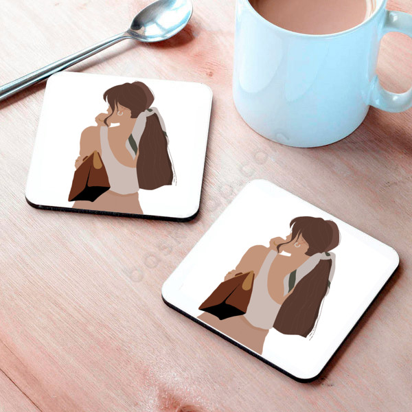 Uzun Saçlı Kız Tasarım Bardak Altlığı online tasarla